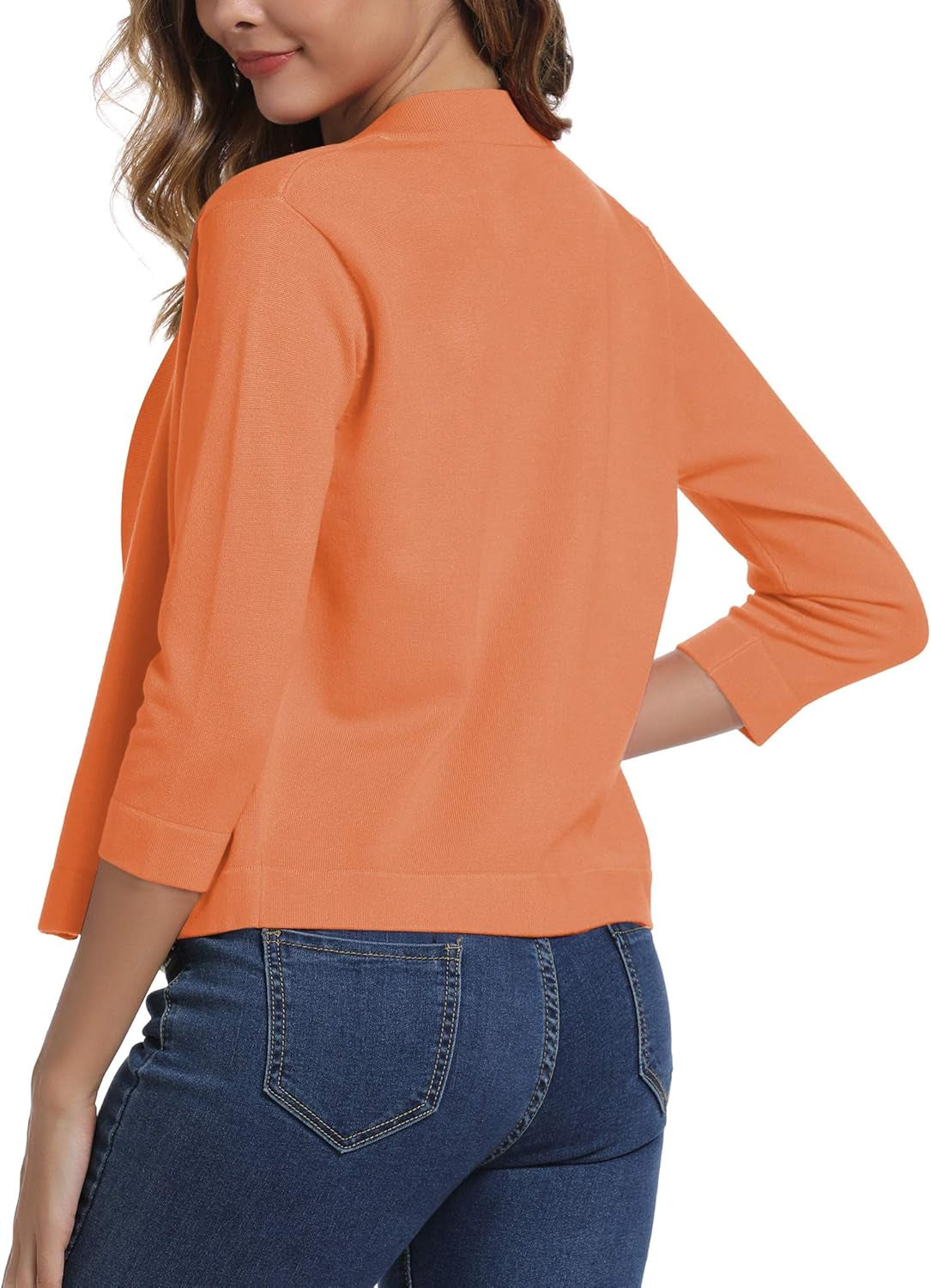 Women'S 3/4 Sleeve Cropped Cardigan Sweater Elegant Shrugs for Women