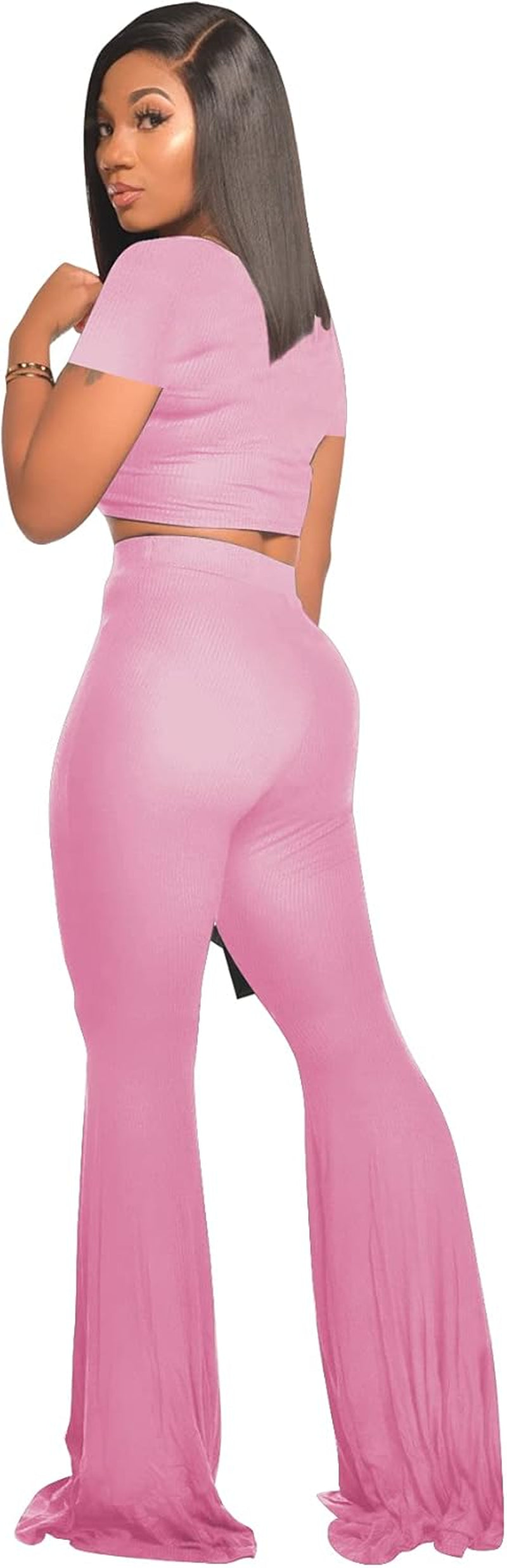  High Waisted Flared Long Pant Sets Track Suits Yoga Sports